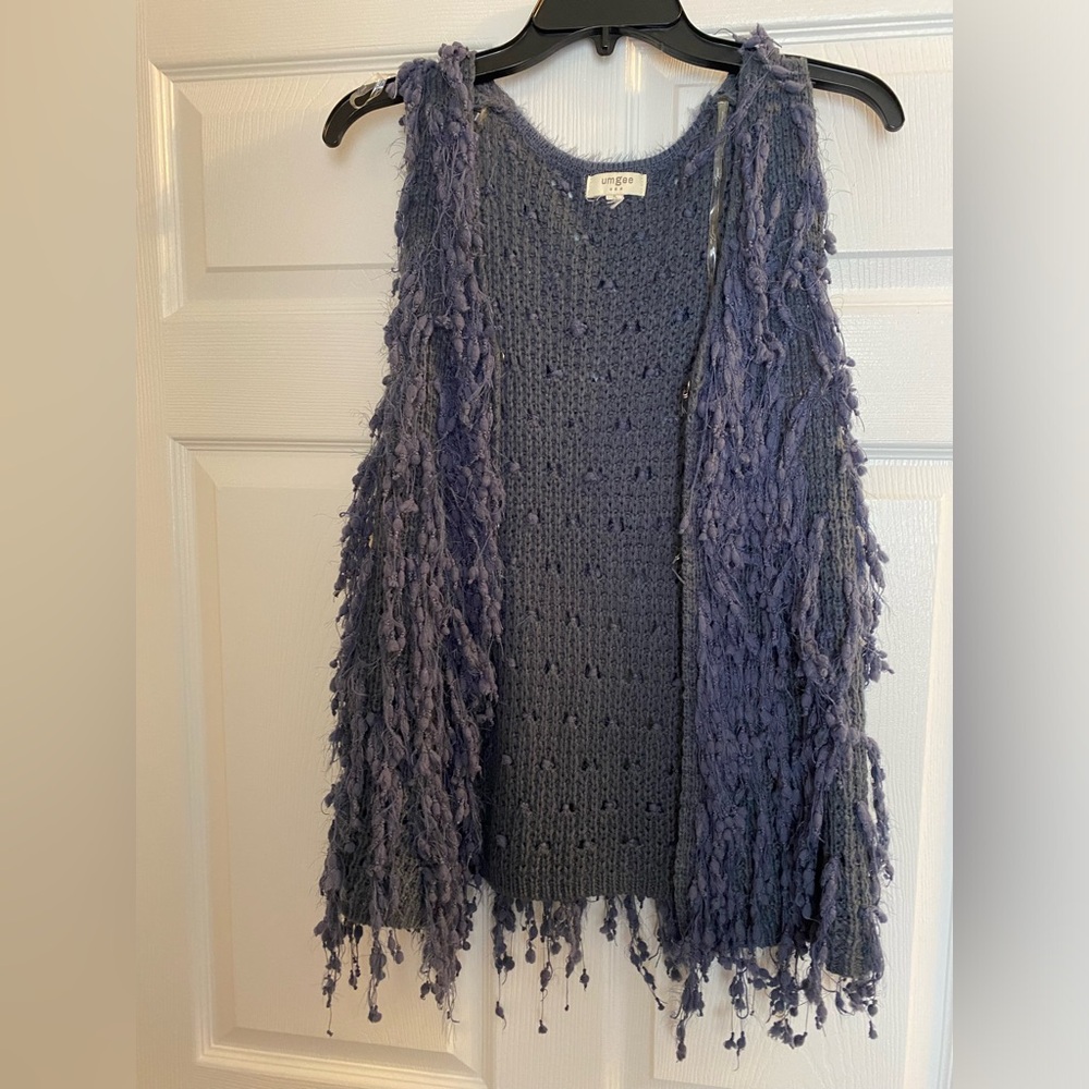 UMGEE Shaggy Sleeveless Dusty Blue Vest